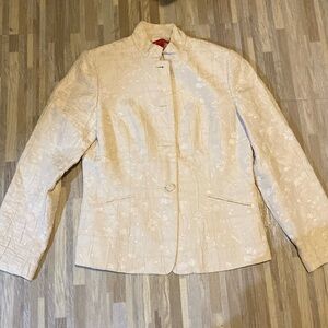 VINTAGE AK ANNE KLEIN ladies jacket, cream colored with floral design in fabric